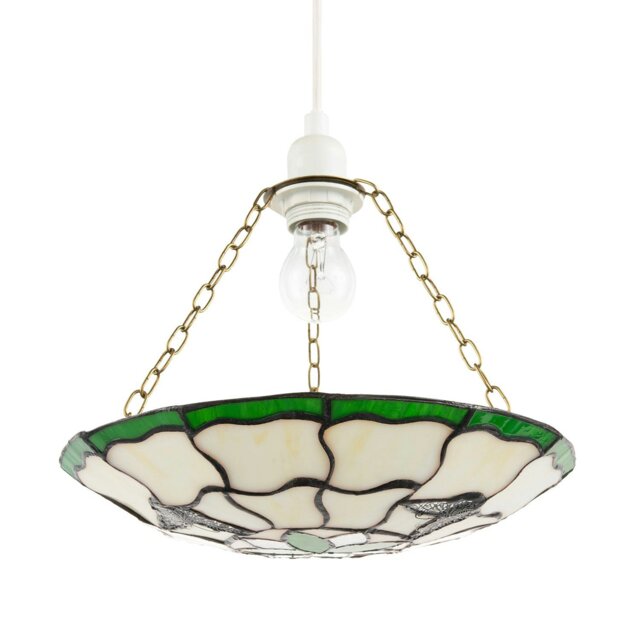 Rackhams Traditional Butterfly Tiffany Glass Green Pendant Lighting Shade - image 1