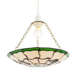Rackhams Traditional Butterfly Tiffany Glass Green Pendant Lighting Shade - thumbnail 2