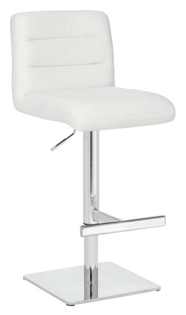 Rackhams Luscious Deluxe Breakfast Bar Stool, Chrome Footrest, Adjustable Swivel Gas Lift, Home Bar & Kitchen Faux-Leather Barstool, White - image 1