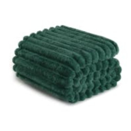 Rackhams Supersoft Ribbed Fleece Throw Blanket for Couch & Bed – Cozy Jacquard Home Blanket - 200 x 240cm - Dark Green - Polyester - thumbnail 2