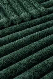 Rackhams Supersoft Ribbed Fleece Throw Blanket for Couch & Bed – Cozy Jacquard Home Blanket - 200 x 240cm - Dark Green - Polyester - thumbnail 5