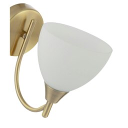Rackhams Contemporary Pull Switched Wall Light in Antique Brass with White Glass Shade - thumbnail 3
