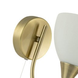 Rackhams Contemporary Pull Switched Wall Light in Antique Brass with White Glass Shade - thumbnail 4