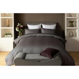 Rackhams Hotel Suite Stripe Duvet Cover Set - Charcoal - Single - Charcoal - 100% Mixed - thumbnail 1
