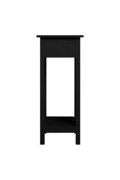 Rackhams 2 Tier Wooden Slim Side Table Bedside Sofa Side Table with Drawer&Shelf Wood Nightstand - Black - thumbnail 5