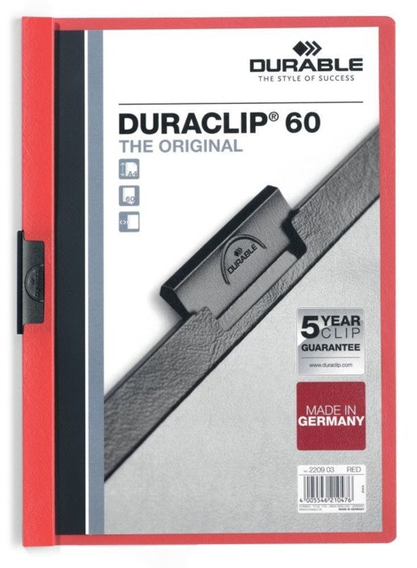 Rackhams DURACLIP 60 Sheet Document Clip File Folder - 25 Pack - A4 Red - image 1