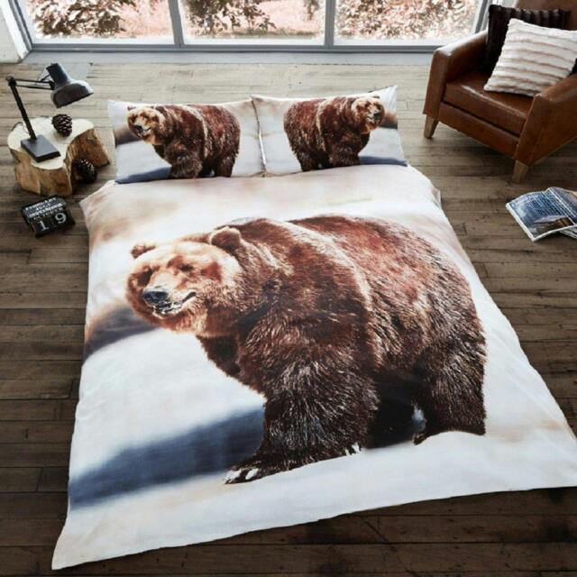 Rackhams 3D Duvet Cover and Pillowcase Set - Bear - King (220cm x 235cm)