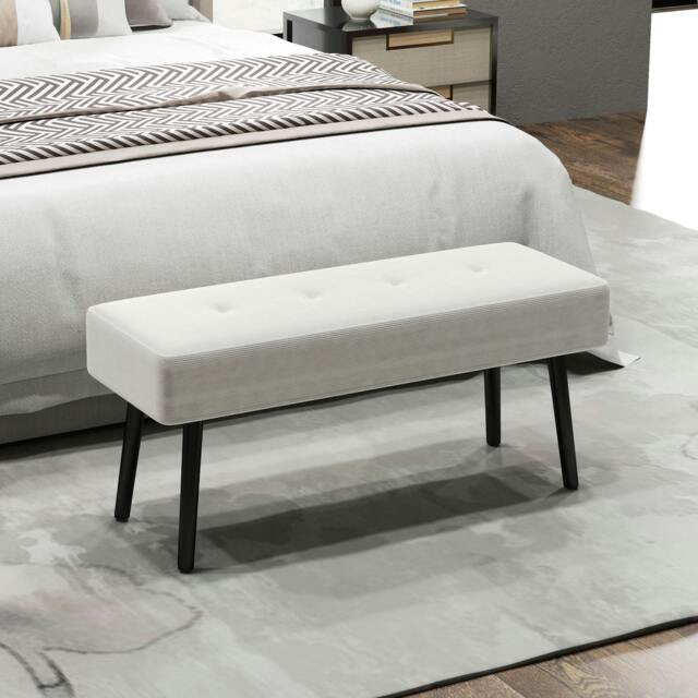 Rackhams End of Bed Bench with Thick Padding for Entryway, Cream White - image 1