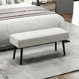 Rackhams End of Bed Bench with Thick Padding for Entryway, Cream White - thumbnail 1