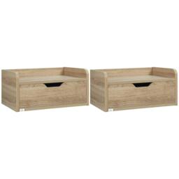 Rackhams Floating Nightstands Set of 2, Wall Mounted Bedside Table with Drawer for Bedroom, Natural - thumbnail 1