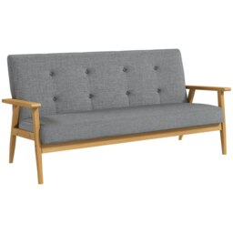 Rackhams Modern 3-Seater Sofa Upholstery w/ Rubber Wood Legs - Dark Grey - Polyester, Sponge, Rubberwood - 2 Seater - thumbnail 6