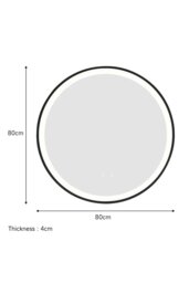 Rackhams D80cm Round Metal Framed LED Bathroom Wall Mirror - Black - thumbnail 6