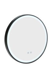 Rackhams D80cm Round Metal Framed LED Bathroom Wall Mirror - Black - thumbnail 5