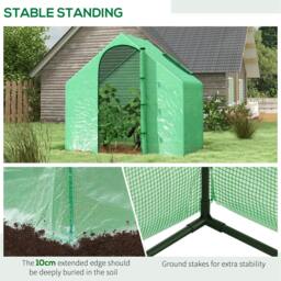 Rackhams Walk In Tomato Greenhouse Garden Outdoor Mini Greenhouse Flower Planter Steel Frame with Zipped Door & Window, PE Cover, 180 x 100 x 168CM, Green - Green - thumbnail 6