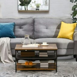 Rackhams Industrial 3 Tier Coffee Table Rustic Brown - thumbnail 3