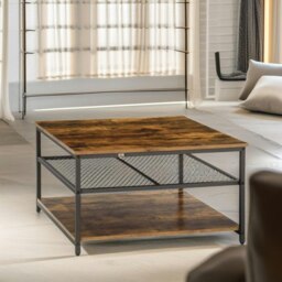 Rackhams Industrial 3 Tier Coffee Table Rustic Brown - thumbnail 2