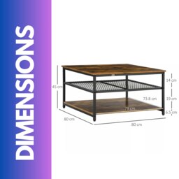 Rackhams Industrial 3 Tier Coffee Table Rustic Brown - thumbnail 6