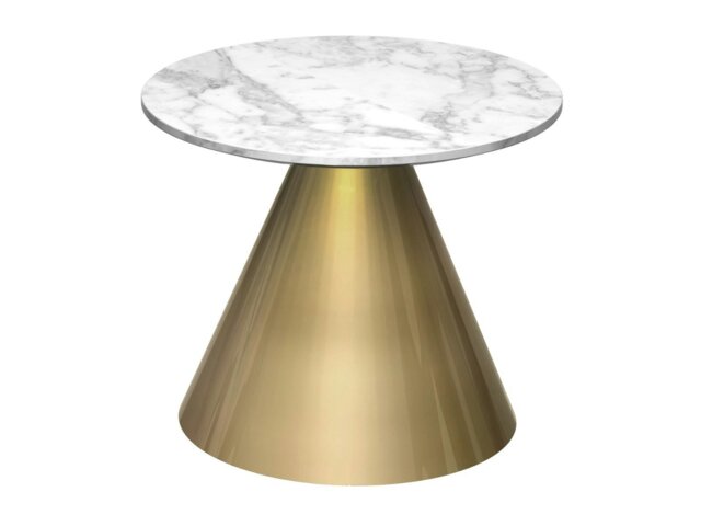 Rackhams Oscar Round Side Tables - Brass Brushed - White Marble - image 1
