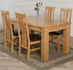 Rackhams Dakota Medium Oak Dining Table with Princeton Oak Chairs - Natural Oak - 4 chairs - thumbnail 1