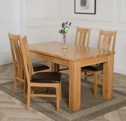 Rackhams Dakota Medium Oak Dining Table with Princeton Oak Chairs - Natural Oak - 4 chairs - thumbnail 3