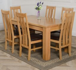 Rackhams Dakota Medium Oak Dining Table with Princeton Oak Chairs - Natural Oak - 4 chairs - thumbnail 4