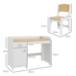 Rackhams ZONEKIZ Kids Desk and Chair Set for 3-6 Years with Storage Drawer, Study Table and Chair for Children - White - thumbnail 6