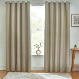Rackhams Dawn Eyelet Curtains - Natural - 72in x 90in - Natural - 100% Polyester - thumbnail 1