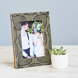 "Rackhams 7"" x 5"" Anushka Black Leaf Mango Wood Photo Frame - Mango Wood/Resin" - thumbnail 1