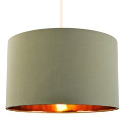 "Rackhams Olive Green Cotton 20"" Floor/Pendant Lampshade with Shiny Copper Inner" - thumbnail 2