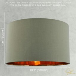 "Rackhams Olive Green Cotton 20"" Floor/Pendant Lampshade with Shiny Copper Inner" - thumbnail 6