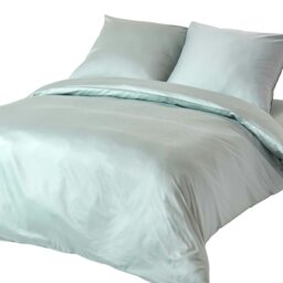 Rackhams Organic 400 TC Egyptian Cotton Sateen Duvet Cover Set, European Size - Duck Egg Blue - 155 x 220 cm - thumbnail 1