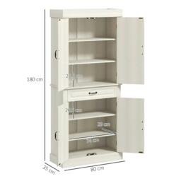 Rackhams Tall Kitchen Cupboard, Kitchen Pantry Cabinet with Drawer, Shelves, White - thumbnail 3
