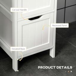 Rackhams Slim Bathroom Storage unit with 3 Drawers and 2 Open Shelves, White - Bathroom Cabinet - MDF - White - thumbnail 5