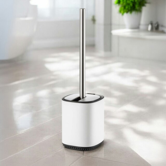 Rackhams Echo White Steel Toilet Brush & Holder - image 1
