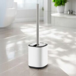 Rackhams Echo White Steel Toilet Brush & Holder - thumbnail 1