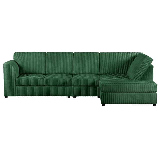 Rackhams Luxor Full Cord Fabric 5 Seater Corner Sofa Full Back - Green - Right Hand Facing - image 1