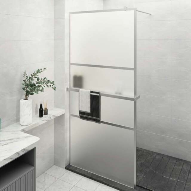 Rackhams Walk-in Shower Wall with Shelf Chrome 90x195 cm ESG Glass&Aluminium