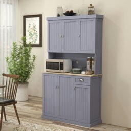 Rackhams Kitchen Cupboard Storage Cabinet with Adjustable Shelves, Grey - Grey - thumbnail 3