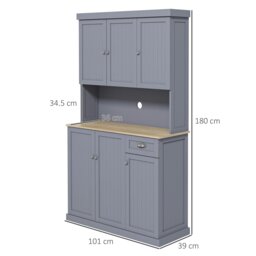 Rackhams Kitchen Cupboard Storage Cabinet with Adjustable Shelves, Grey - Grey - thumbnail 6