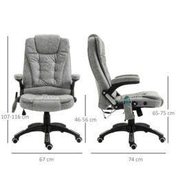 Rackhams Office Chair w/ Heating Massage Points Relaxing Reclining Grey - Brown - thumbnail 6