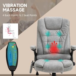 Rackhams Office Chair w/ Heating Massage Points Relaxing Reclining Grey - Brown - thumbnail 4