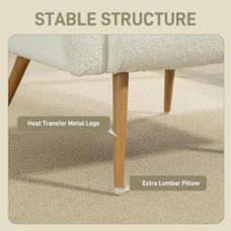 Rackhams Teddy Fleece Upholstered Accent Chair with Metal Legs, Cream White - thumbnail 5