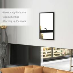 Rackhams Wall Bathroom Mirror, 70 x 50 cm Wall-Mounted Mirror for Living Room, Bedroom, Hallway, Black - thumbnail 4