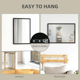 Rackhams Wall Bathroom Mirror, 70 x 50 cm Wall-Mounted Mirror for Living Room, Bedroom, Hallway, Black - thumbnail 5