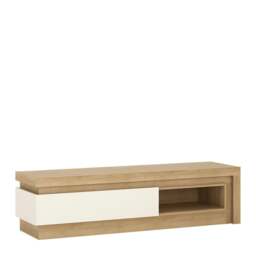 Rackhams Lyon 1 Drawer TV Cabinet with Open Shelf in Riviera Oak/White High Gloss - 1