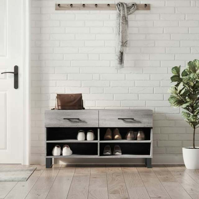 Rackhams Shoe Bench Grey Sonoma 102x35x55 cm Engineered Wood
