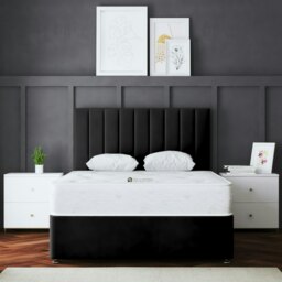 Rackhams Amelia Divan Bed with Upholstered Headboard - Black - King - thumbnail 1