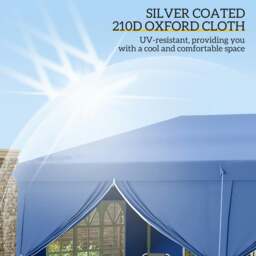 Rackhams 3m x 6m Pop Up Gazebo Party Tent Canopy Marquee with Storage Bag Blue - Brown - thumbnail 5