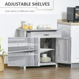 Rackhams Farmhouse Barn Door Sideboard Accent Buffet Cabinet Coffee Bar Grey Grain - Grey - thumbnail 4