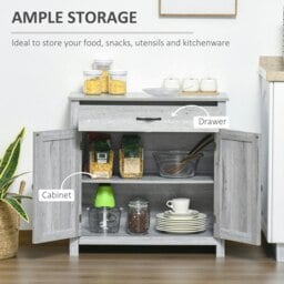 Rackhams Farmhouse Barn Door Sideboard Accent Buffet Cabinet Coffee Bar Grey Grain - Grey - thumbnail 3